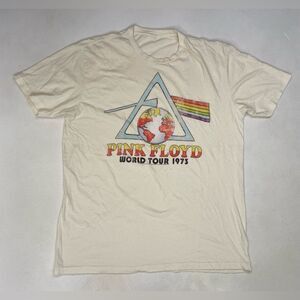 Pink Floyd World Tour 1975 Retro Graphic T-shirt Men Large Short Sleeve Music